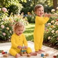 thumbnail image 7 of Nilvkv Newborn Onesies, Newborn Sleepers, Toddler Ribbed Round Neck Long Sleeve Romper Soft Cotton Lightweight Breathable Spring Summer One-Piece Yellow 3-6 Months, 7 of 7