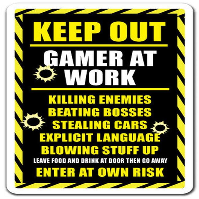 Keep Out Gamer at Work Warning Sign Xbox PS4 Computer Wall decal sticker art 