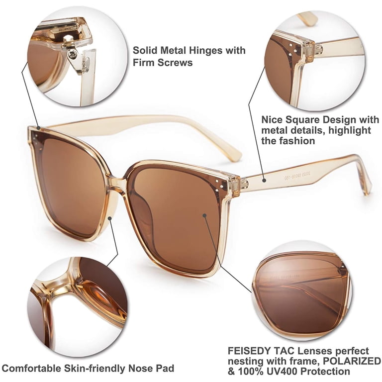 Oversized Retro Square Polarized Sunglasses UV400 Metal Frame Oversized Thick Frame Square Sunglasses Retro Men main image 3