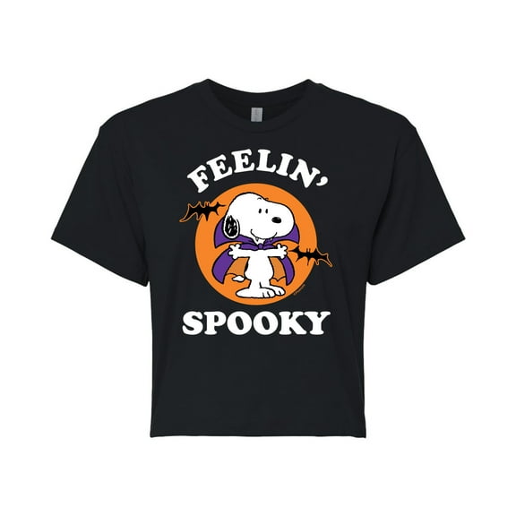 Peanuts - Feelin Spooky - Juniors Cropped Cotton Blend T-Shirt