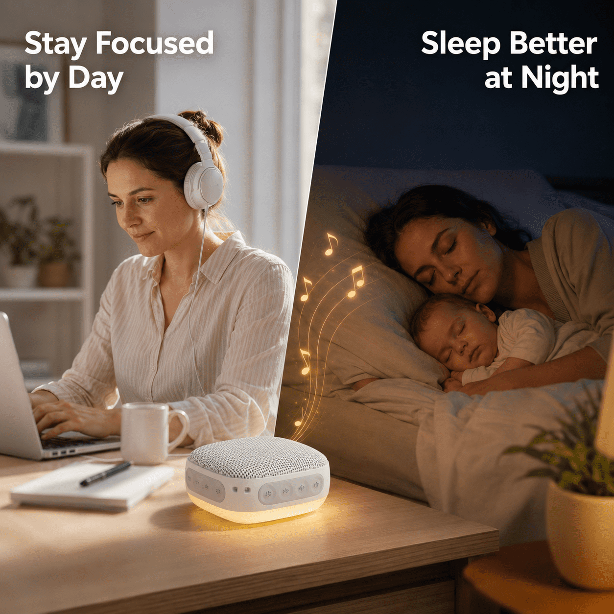 DTIRD White Noise Machine,20 Soothing Sound Machine for Baby & Adults,Sleep Aid & Focus Therapy, Night Light, Timer, Memory & Headphone Compatible ,Ideal for Home, Office & Travel
