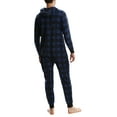 thumbnail image 3 of Top Shelf Men's Fleece Onesie - Adult One Piece Zip Up Pajamas & Loungewear - Available in Fun Holiday Styles - Navy Tartan Plaid, X-Large, 3 of 3