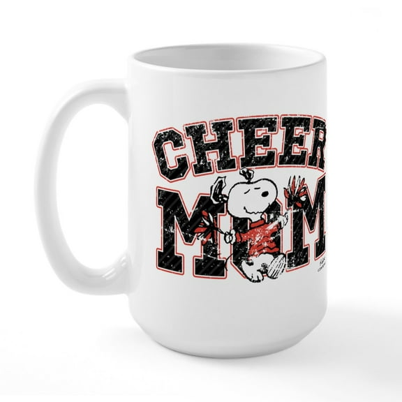 CafePress - Snoopy Cheer Mom Large Mug - 15 oz Ceramic Large White Novelty Mug