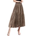 thumbnail image 2 of Women Mid Length Skirt Dance Party A Line High Waisted Pleated Skirt Holiday Party Half Skirts Bohemian Skirt Light Skirt for Women Extra Long Bed Skirt Full Rain Skirt Skirt Sequin Skirt for Women, 2 of 5