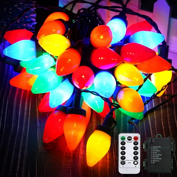 C7 Christmas String Lights 25ft with Remote Control, 50 Multicolor LED
