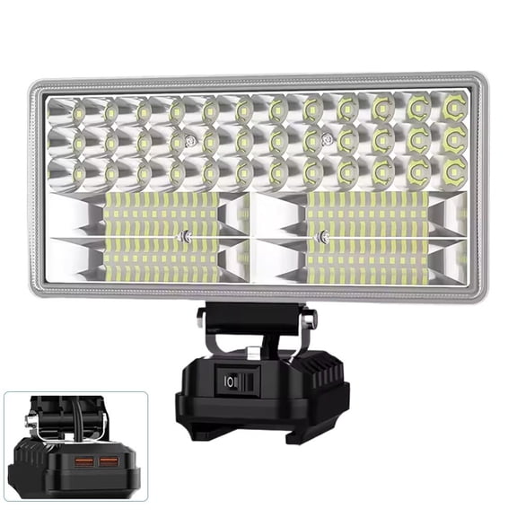 18V Cordless LED Work Light for Makita Battery, Spotlight Floodlight 2-in-1 with Dual USB, 140° Adjustable 2 Brightness