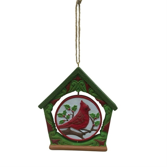 Merry  Bright - Cardinal Bird House Ornament
