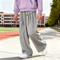 thumbnail image 6 of WQNVRNR Girls Wide Leg Pants Drawstring Loose High Waist Lightweight Pleated Casual Pants Gray 12 Years, 6 of 8