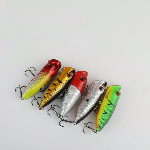 Wweixi 5pcs Fishing Lures Bait Bass Trout Shad Tackle Spinner Sea Fluke  Saltwater Bream Random Color 