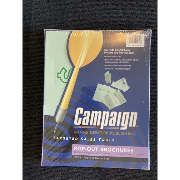 BEST- Adams Desktop Publ. Campaign Printable Pop-Out Dollar Sign Brochures #Cb3 New