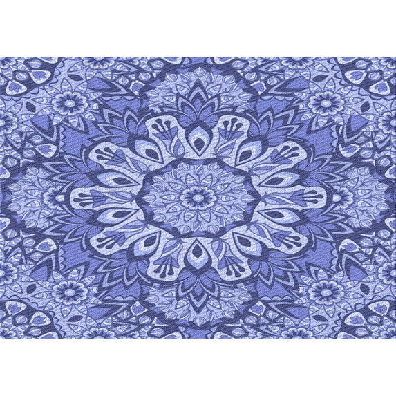 Ahgly Company Machine Washable Indoor Rectangle Transitional Jeans Blue Area Rugs, 2' x 4'