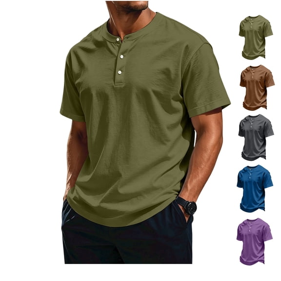 LWavelet Men's Big and Tall Henley T-Shirts Short Sleeve Plus Size Tee Loose Casual Shirts Basic Oversized Tops