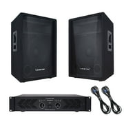 Sound Town Professional PA System with Pair of 12-inch Speakers, One Dual-Channel Power Amplifier and Audio Cables (CALLISTO-12STAS1)