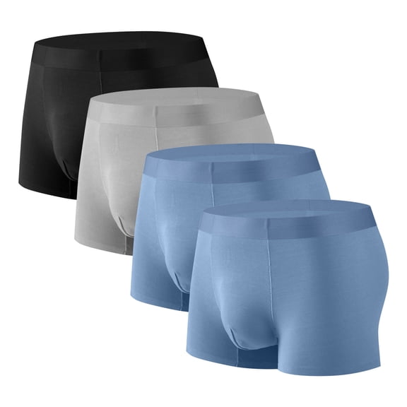 qelini 4 Pack Mens Boxers Briefs Elastic Waist Breathable Underwear Stretch Seamless Trunks Comfortable Workout Underpants for Everyday Wear