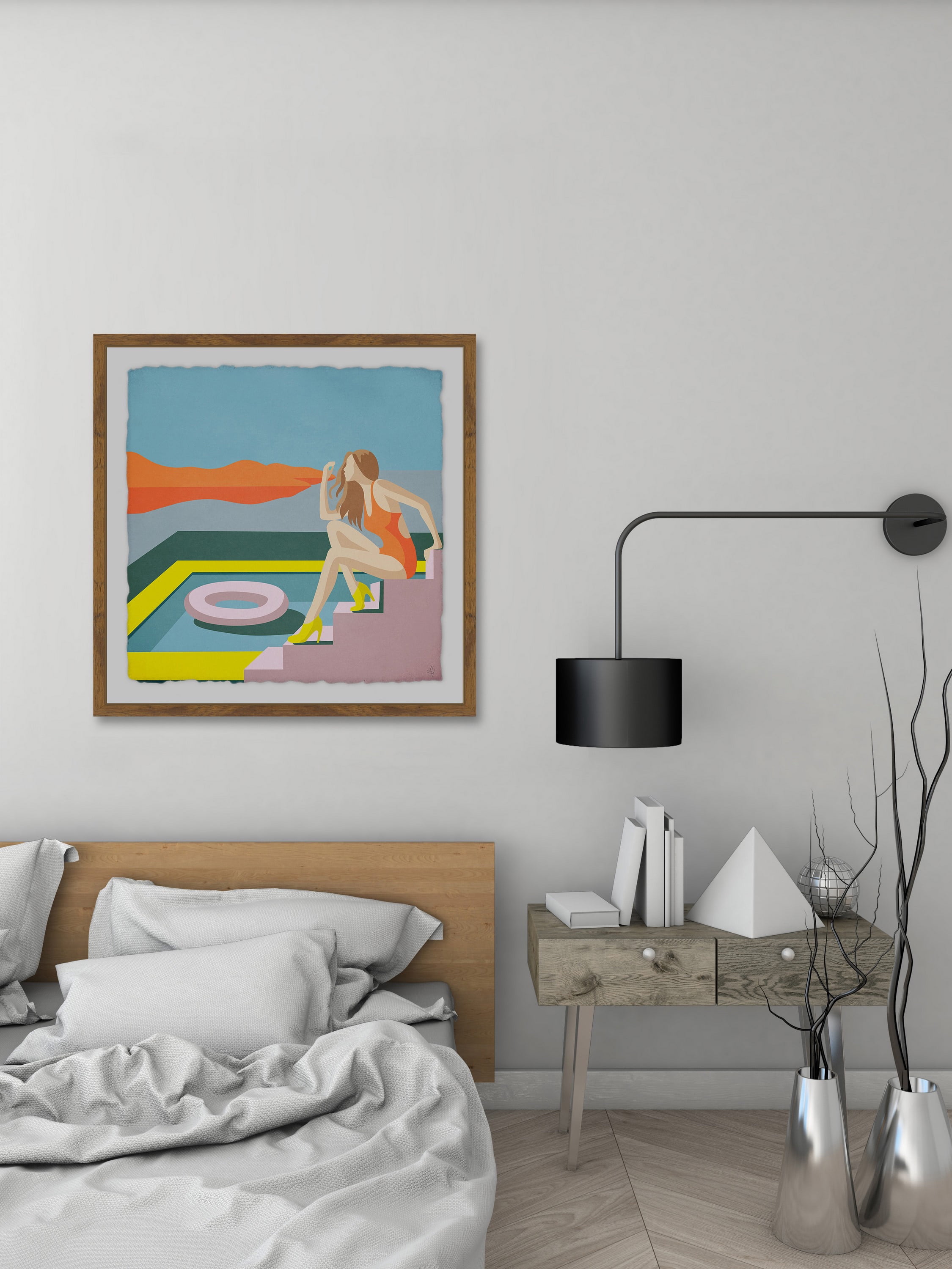 Waiting on the Steps Framed Painting Print