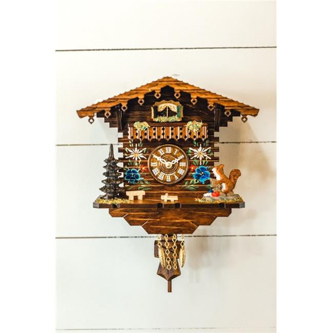 Hermle 71000 Edelweiss Hand Painted Quartz Cuckoo Clock with Squirrel