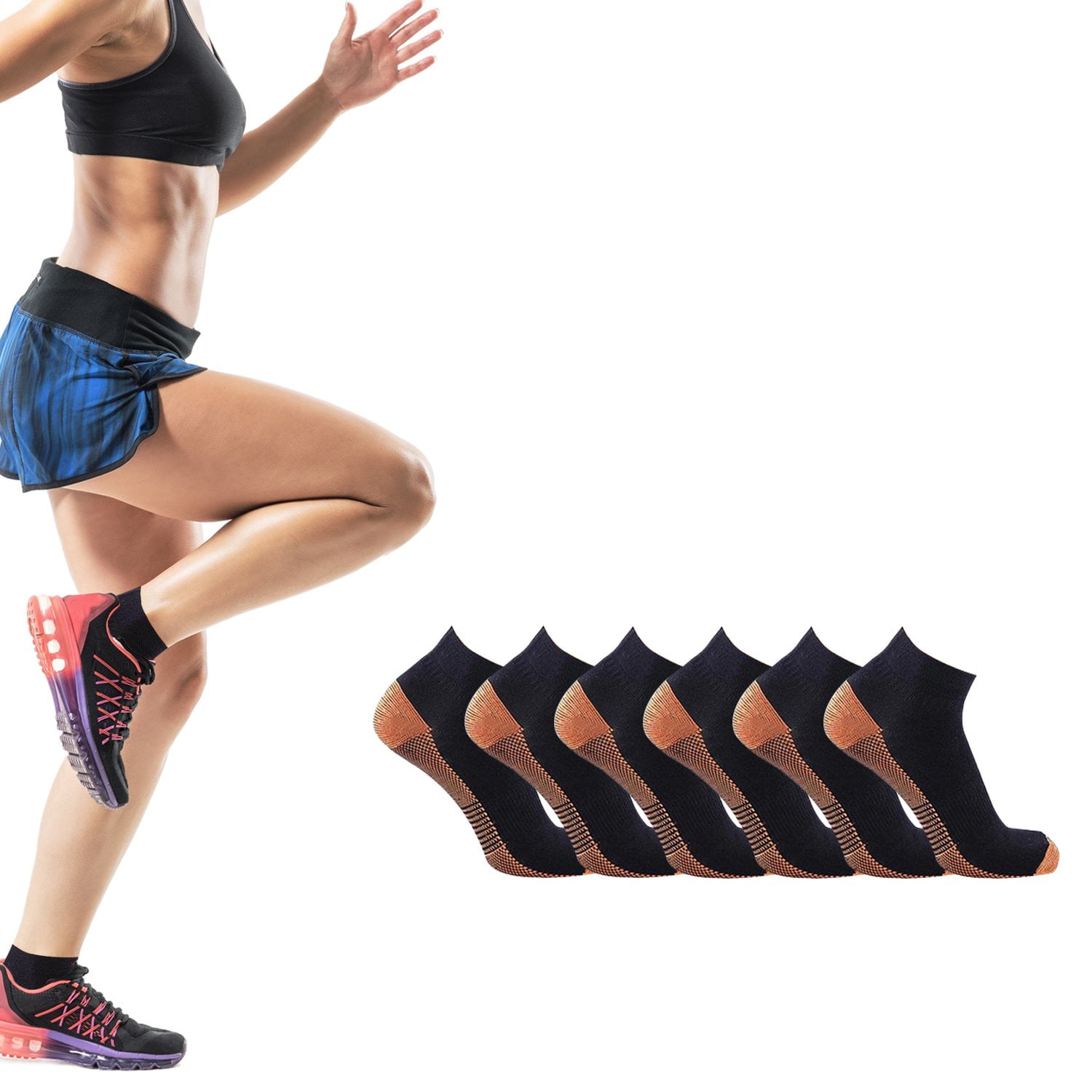 Unisex Copper-Infused Compression Crew Socks 6-Pair