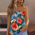 thumbnail image 2 of OIOLOYJM Womens Tube Top Spring Bandeau Strapless Palm Tree Tank Tops Backless Travel Flowy Going Out Outfits Royal Blue L, 2 of 4