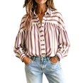 thumbnail image 5 of Button down Shirts for Women Dressy Striped Long Sleeve Blouse Fashion Casual Daily Tops by Yigetop Hot Pink S, 5 of 6