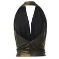 thumbnail image 3 of A2Y Women's Sexy Drape Front Deep V-Neck Cowl Neckline Halter Backless Party Club Top Foil Gold S, 3 of 6