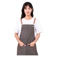 thumbnail image 1 of Delantal de lona de algodón, salón, supermercado, cafetería, catering, ropa de trabajo, delantales de cocina para mujeres, gris, 1 of 5
