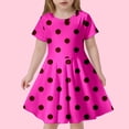thumbnail image 2 of Rggeeun Toddler Children Fashion Polka Dot Print Slim Short Sleeved Dress Stylish Casual O-Neck Sundress, 2 of 4