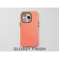 thumbnail image 4 of Coral Striped Tough Phone Case, Modern Minimalist, Vibrant Aesthetic, Cute Gift Idea, iPhone 17 16 15 14 Pro Max, Samsung S24 S23 S57, 4 of 5
