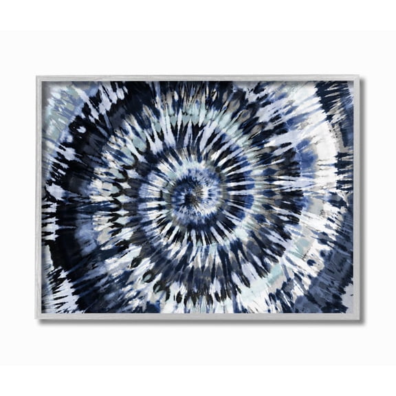 Stupell Industries Abstract Blue Grey Tie Dye Spiral Pattern Detail Framed Wall Art Design by Molly Kearns, 11" x 14", Gray Framed