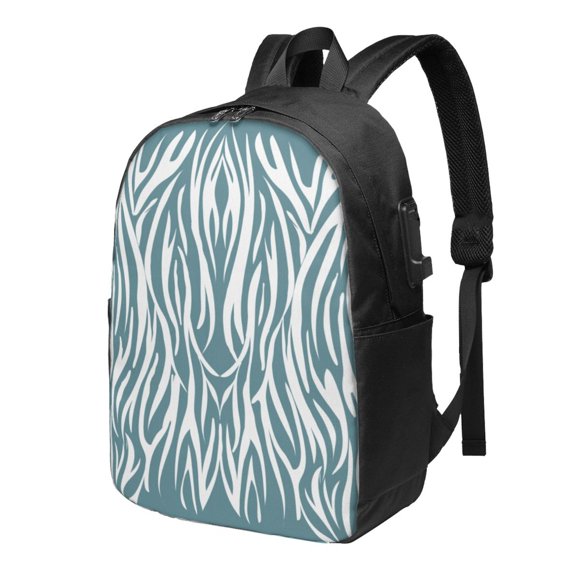 YFYANG 17" Laptop Backpack, Zebra Plant Pattern Fashion Travel Work Backpack with USB and Headphone Cable Interface for Men and Women