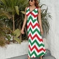 thumbnail image 6 of Christmas Chevron Pattern Green, Red And White Christmas Dress Summer Street Style Bohemia Long Dresses Female Sleeveless Printed Maxi Dress, 6 of 9