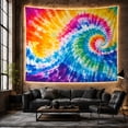 thumbnail image 6 of Vibrant Spiral Tie-Dye Against White Fabric, Energetic Psychedelic for College Students, Abstract Home Decor Art, Housewarming Gift, Tapestry Wall Hanging for Bedroom and Dorm, 6 of 7