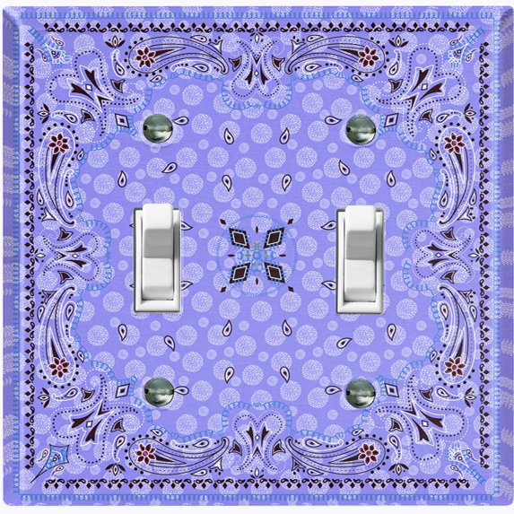Metal Light Switch Plate Cover Purple Paisley Bandana Spotted Tile Pattern TIL082