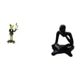 thumbnail image 1 of Estatua de rana pensante abstracta creativa, escultura animal, figura decorativa, adorno de mesa para sala de estar, estantería de oficina, entrada, c, 1 of 8