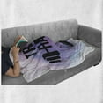 thumbnail image 6 of Fitness Soft Flannel Fleece Throw Blanket, Watercolors Style Train Hard Life Message Kettlebell and Barbell, Cozy Plush for Indoor and Outdoor Use, 50" x 60", Lavender Pale Blue Black, by Ambesonne, 6 of 6