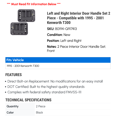 thumbnail image 2 of Left and Right Interior Door Handle Set 2 Piece - Compatible with 1995 - 2001 Kenworth T300 1996 1997 1998 1999 2000, 2 of 2