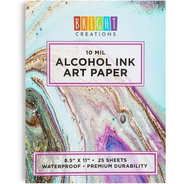Bright Creations Alcohol Ink Paper Pad - 8.5 x 11 Inches White, for Art Painting & Crafts - 25 Sheets - Alcohol Inks