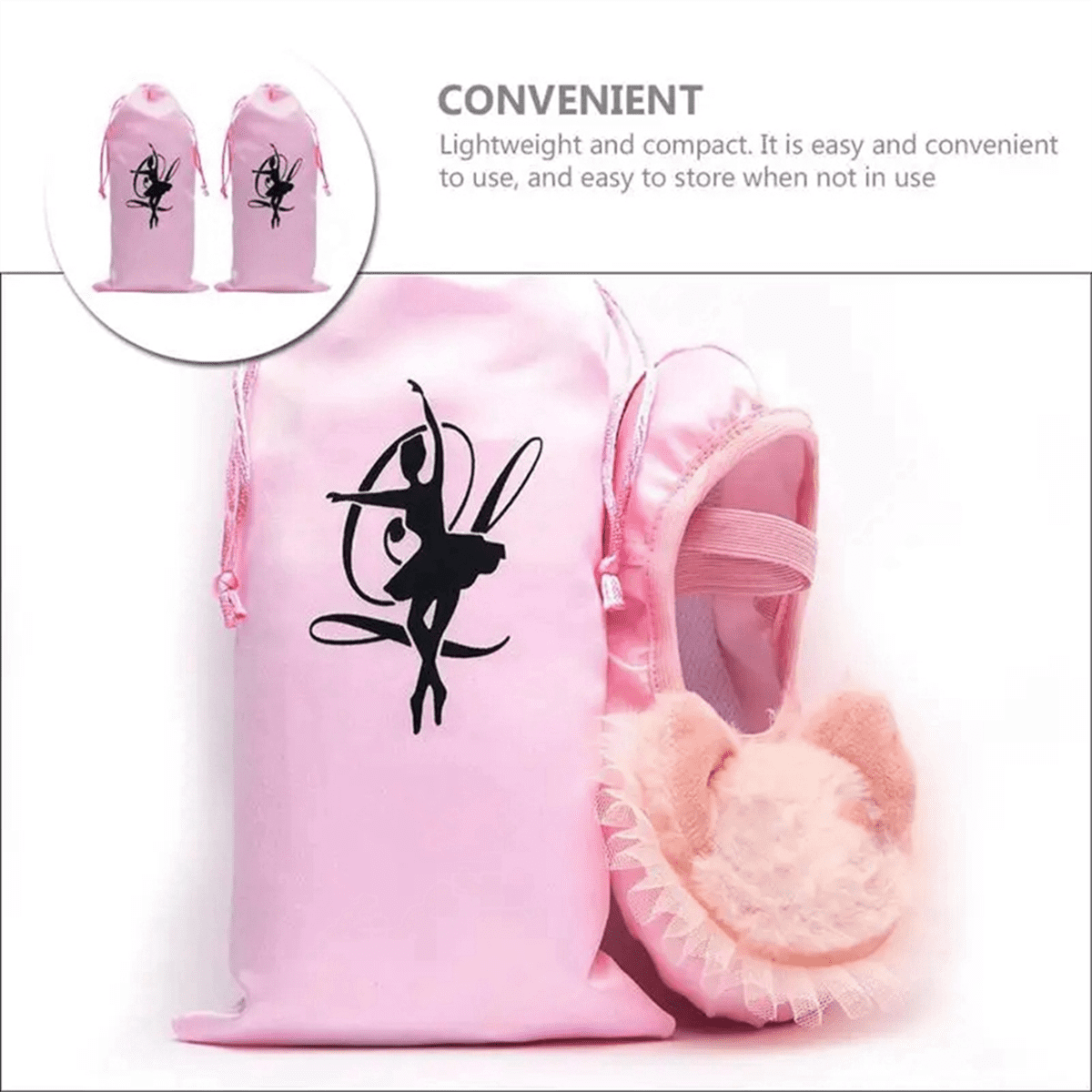 Stakee – Sac à Chaussures De Ballet En Satin Rose – Pour Enfants Et Adultes – 22,5 X 9,5 X 5,5 Cm