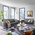 thumbnail image 2 of Modway Loft Tufted Faux Leather Sofa and Loveseat Set - Silver Navy, 2 of 5