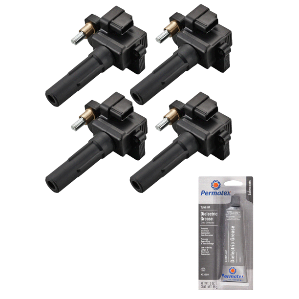 Set of 4 Ignition Coils and Permatex 22058 Dielectric TuneUp Grease