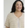 thumbnail image 4 of Terra & Sky Women's Plus Open Front Cardigan with Short Sleeves, Sizes 0X-5X, 4 of 5