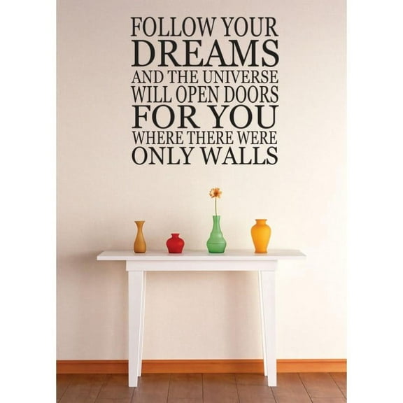 Custom Wall Decal Vinyl Sticker : Follow Your Dreams Quote Picture Art Peel & Stick Mural 20x20 Inches