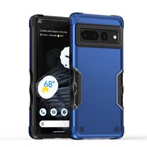 Heavy Duty Armor Case for Google Pixel 7 Pro, Rugged Military Grade Dual-Layers Soft Silicone Shockproof Anti-Scratches Thin Fit Cover with Anti-Slip Strips Screen Lens Protection Case,Blue