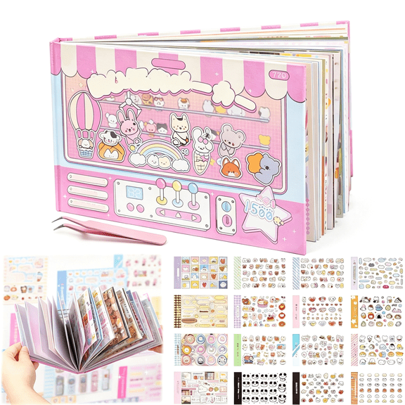 CCOCC 1500 Mini Cartoon Stickers,Kawaii Stickers,72 Sheets Japanese Sticker Book,Die-Cut Diy Journal Decoration,Scrapbooking,Planner,Gift Small Stickers