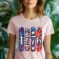 thumbnail image 5 of Patriotic 1776 Fireworks T-Shirt for Women, Red White Blue Independence Day Graphic Tee, Dark Heather, Size S, 5 of 6