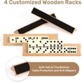 thumbnail image 3 of WAAYEE Double Six Dominoes Travel Set - 28 Tiles with 4 Wooden Tile Holders & Portable Case, Ideal for Adults & Family Game Nights, 3 of 9