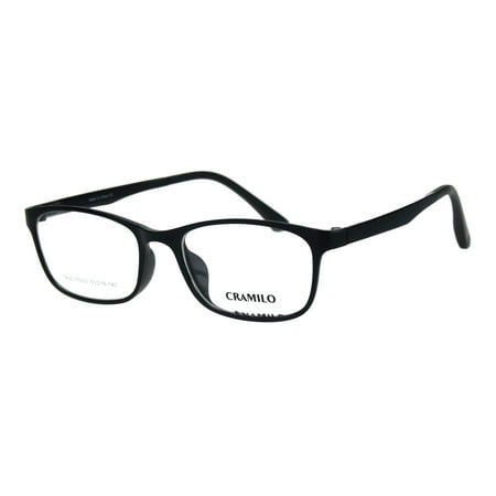 Mens Narrow Light Weight Indestructible TR90 Plastic Optical Eyeglasses Frame Shiny Black