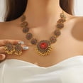 thumbnail image 6 of Bollywood Indian Jewelry Sets for Women Wedding Party Jewelry Flower Tassel Beaded Dangle Earring Oxidized Indian Choker Necklace Gold Plated Zirconia Jhumkas Chandelier Earrings Boho Jewelry, 6 of 10