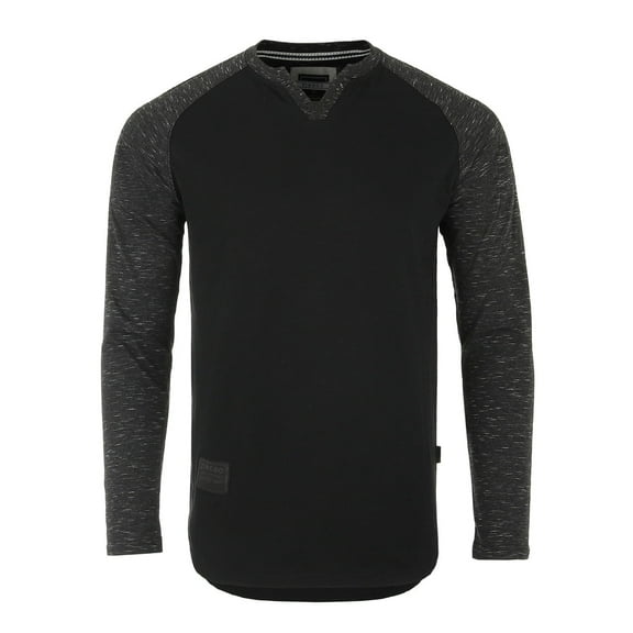 ZIMEGO Men’s Contrast Long Sleeve Notch V-Neck Fashion Baseball Raglan Henley