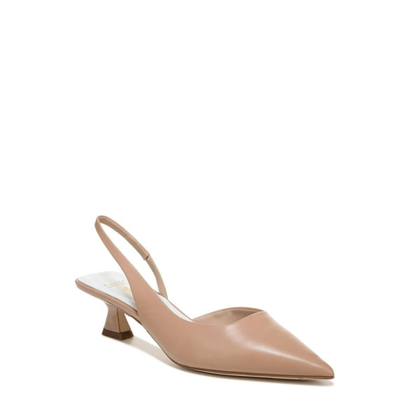 Franco Sarto Sarto Womens Devin Pointed Toe Kitten Heel Slingback Pump Sand Beige Leather 7.5 M