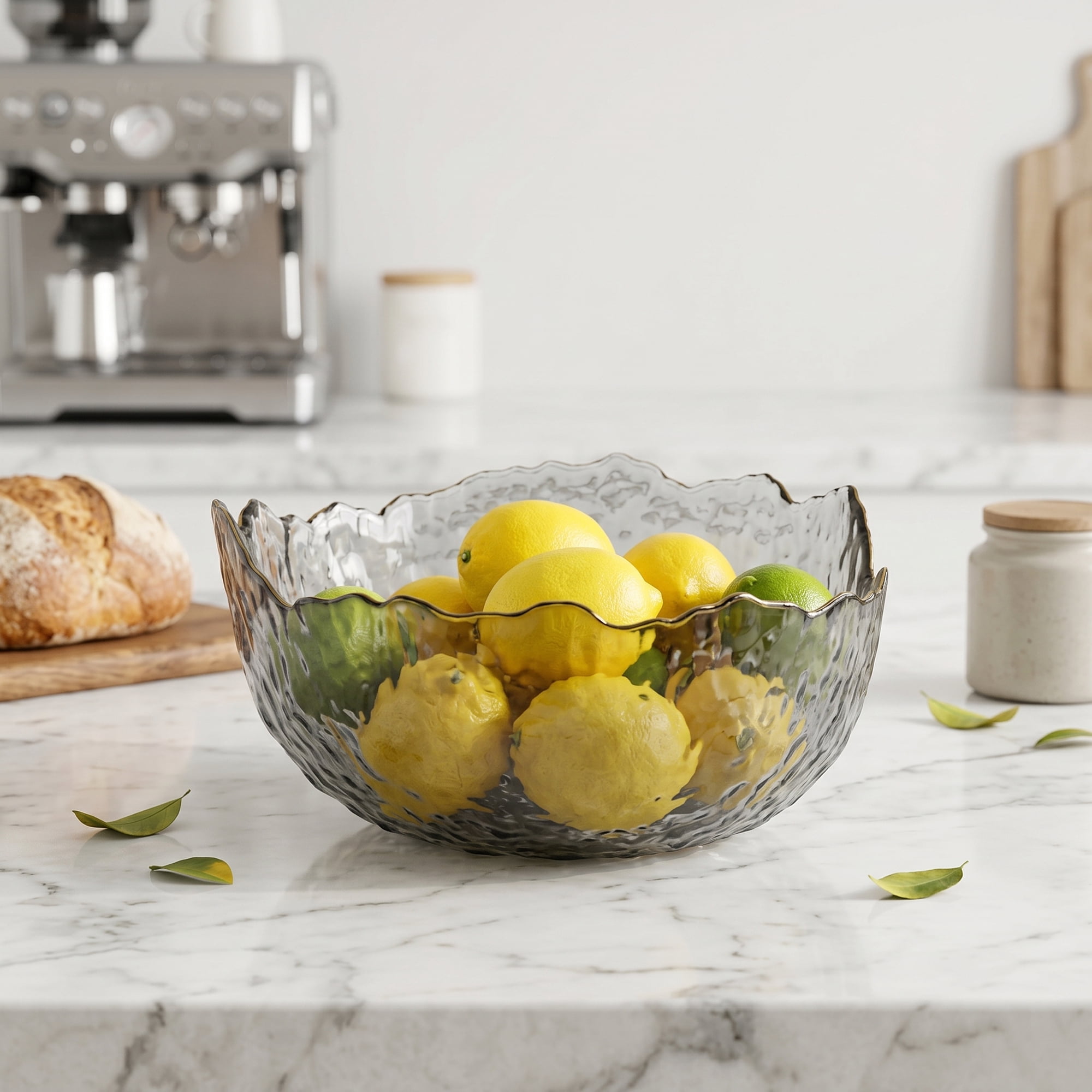 Unique Bargains Glacier Bowl Wavy Pedestal for Home Decor Gray 6.5"L x 6.5"W x 3.1"H